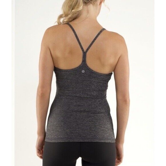 Lululemon Power Y Tank Top Size 6 Women's Black Gray Wee Stripe Sports Classic - Picture 2 of 8